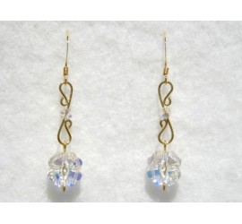 Boucles d'oreilles plaqué or Clover et toupies Crystal AB