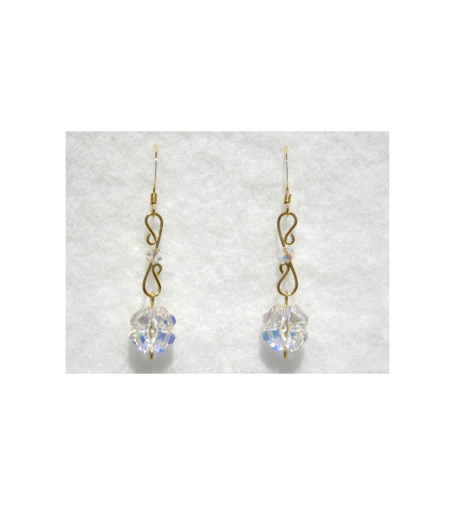 Boucles d'oreilles plaqué or Clover et toupies Crystal AB