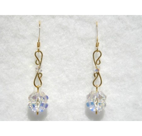 Boucles d'oreilles plaqué or Clover et toupies Crystal AB