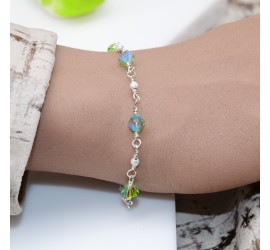 Toupie Péridot AB2X bracelet artisanal en Argent 925
