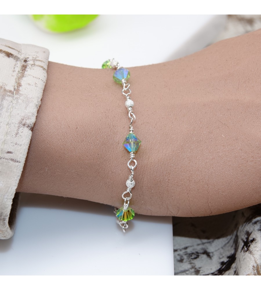 Toupie Péridot AB2X bracelet artisanal en Argent 925 Toupie Péridot AB2X bracelet artisanal en Argent 925