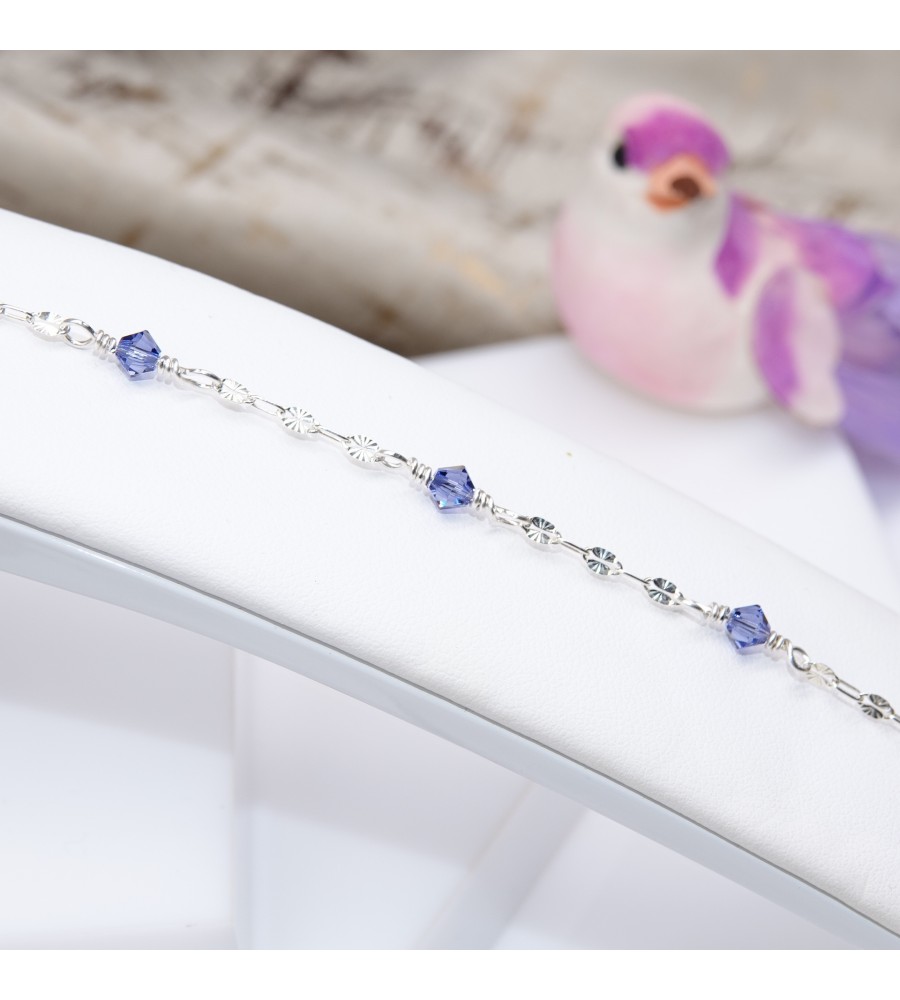 Toupie Tanzanite bracelet artisanal en Argent 925