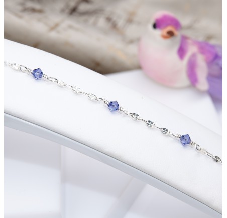 Toupie Tanzanite bracelet artisanal en Argent 925