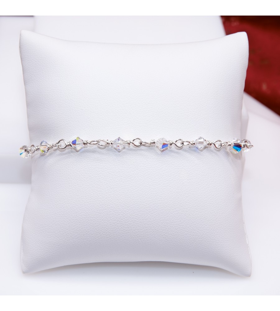 Crystal AB bracelet artisanal en Argent 925