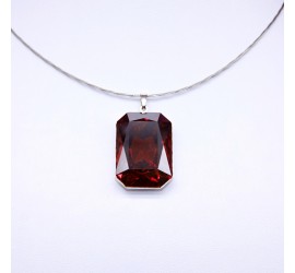 Rectangle Burgundy collier ras de cou artisanal argenté