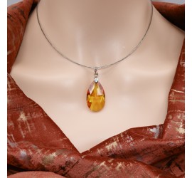 Larme Topaz collier ras de cou artisanal argenté