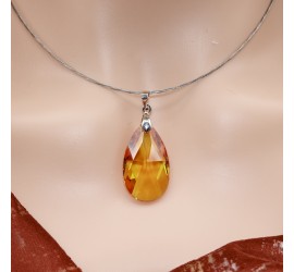 Larme Topaz collier ras de cou artisanal argenté