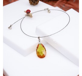 Larme Topaz collier ras de cou artisanal argenté