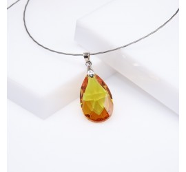 Larme Topaz collier ras de cou artisanal argenté