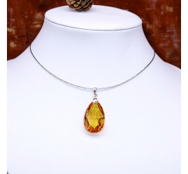 Larme Topaz collier ras de cou artisanal argenté