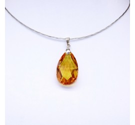 Larme Topaz collier ras de cou artisanal argenté