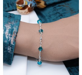 Toupie Blue Zircon bracelet artisanal en Argent 925