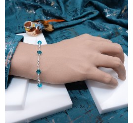 Toupie Blue Zircon bracelet artisanal en Argent 925