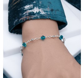 Toupie Blue Zircon bracelet artisanal en Argent 925