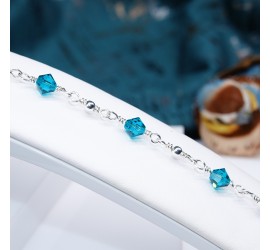 Toupie Blue Zircon bracelet artisanal en Argent 925