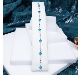 Toupie Blue Zircon bracelet artisanal en Argent 925