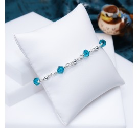 Toupie Blue Zircon bracelet artisanal en Argent 925