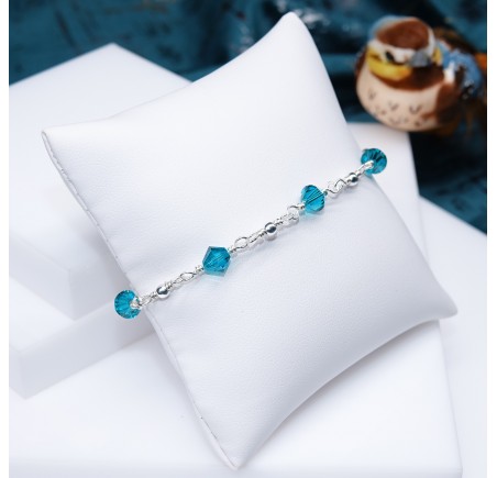 Toupie Blue Zircon bracelet artisanal en Argent 925