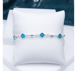 Toupie Blue Zircon bracelet artisanal en Argent 925