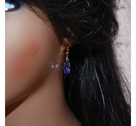 Navette Tanzanite boucle d'oreille artisanale doré