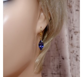 Navette Tanzanite boucle d'oreille artisanale doré