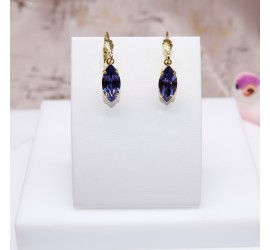 Navette Tanzanite boucle d'oreille artisanale doré