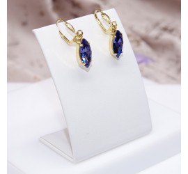 Navette Tanzanite boucle d'oreille artisanale doré