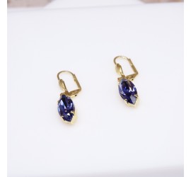 Navette Tanzanite boucle d'oreille artisanale doré