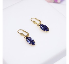 Navette Tanzanite boucle d'oreille artisanale doré