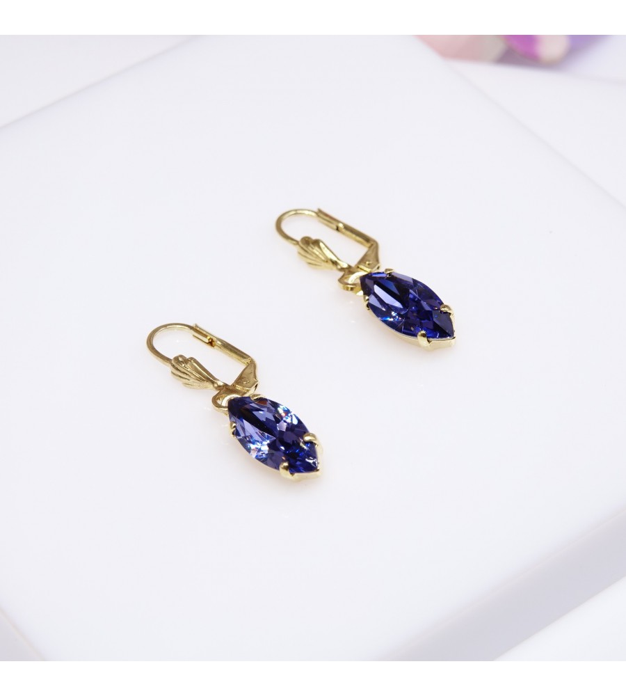 Navette Tanzanite boucle d'oreille artisanale doré