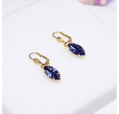 Navette Tanzanite boucle d'oreille artisanale doré