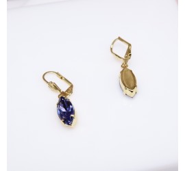 Navette Tanzanite boucle d'oreille artisanale doré