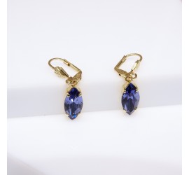 Navette Tanzanite boucle d'oreille artisanale doré