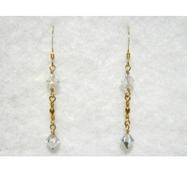 Boucles d'oreilles plaqué or Crystal AB et Crystal CAL