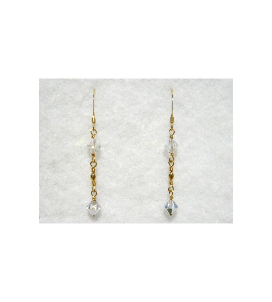 Boucles d'oreilles plaqué or Crystal AB et Crystal CAL