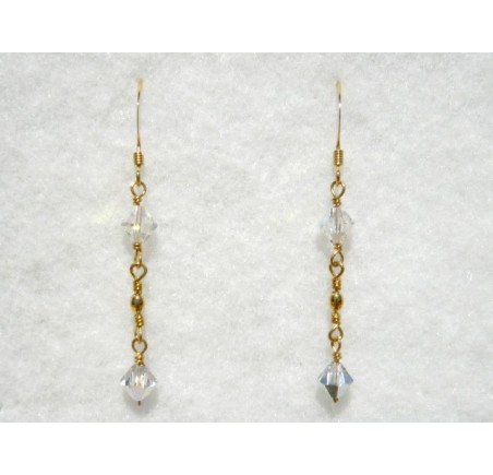 Boucles d'oreilles plaqué or Crystal AB et Crystal CAL