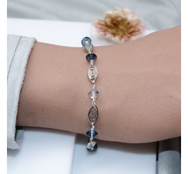 Toupie Denim Blue bracelet artisanal argenté