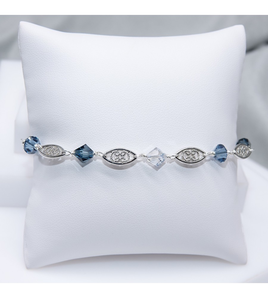 Toupie Denim Blue bracelet artisanal argenté