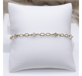 Toupie Crystal Satin et Crystal Silver Shade bracelet artisanal doré