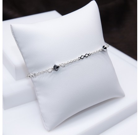 Toupie Crystal Light Chrome bracelet artisanal argenté