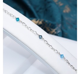 Toupie Aquamarine et Blue Zircon bracelet artisanal en Argent 925