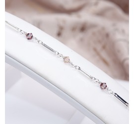 Toupie Vintage Rose et Crystal Antique Pink bracelet artisanal argenté