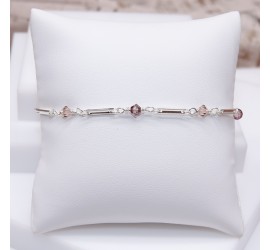 Toupie Vintage Rose et Crystal Antique Pink bracelet artisanal argenté