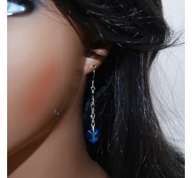 Coeur Bermuda Blue boucle d'oreille artisanale argenté