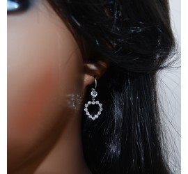 Cœur Crystal boucle d'oreille artisanale argenté