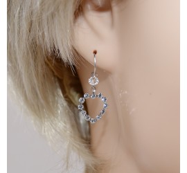 Cœur Crystal boucle d'oreille artisanale argenté