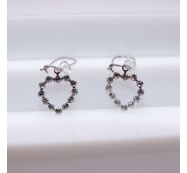 Cœur Crystal boucle d'oreille artisanale argenté