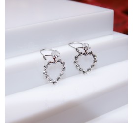 Cœur Crystal boucle d'oreille artisanale argenté