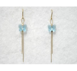 Boucles d'oreilles plaqué or Papillon Aquamarine