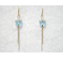 Boucles d'oreilles plaqué or Papillon Aquamarine